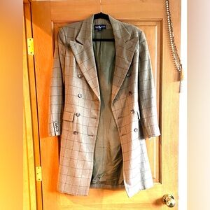 Ralph Lauren Gray Plaid Double-Breasted Blazer